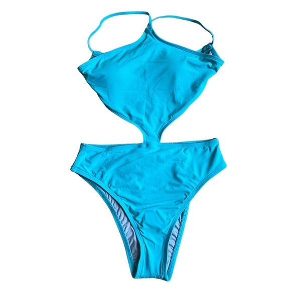 Salero by PacSun Swim Blue High Neck Cutout One Piece Swimsuit Size XS Beach - Picture 5 of 12